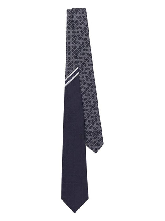 Striped Cannage Silk Tie Navy - DIOR - BALAAN 1