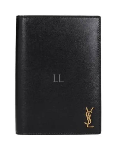 Monogram Logo Card Passport Wallet Black - SAINT LAURENT - BALAAN 2