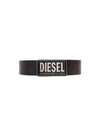 B Glossy Logo Plaque Leather Belt Black - DIESEL - BALAAN 2