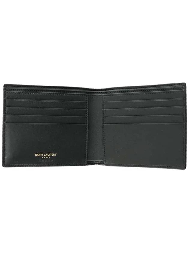 Crocodile Pattern Monogram Half Wallet Black Gold - SAINT LAURENT - BALAAN 5