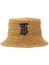 Monogram Patch Raffia Bucket Hat Beige - BURBERRY - BALAAN 3