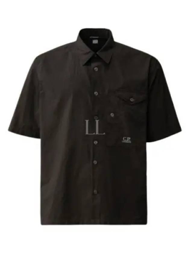 Cotton Popeline Pocket Short Sleeve Shirt Black - CP COMPANY - BALAAN 2