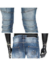 Men's Biker Cotton Skinny Jeans Blue - PHILIPP PLEIN - BALAAN 5