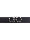 Silver Gancini Reversible Leather Belt Black - SALVATORE FERRAGAMO - BALAAN 3