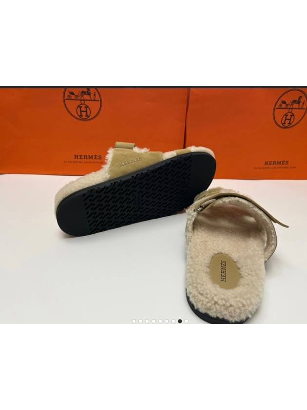 Chypre sandals women s slippers goatskin suede beige ecru H222195Z - HERMES - BALAAN 6