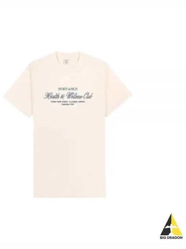 H W Club T Shirt CreamNavy TO042S412HC Short Sleeve - SPORTY & RICH - BALAAN 1