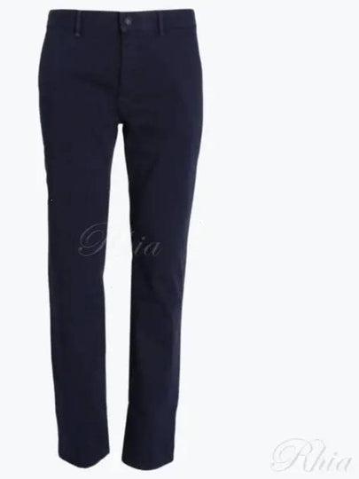 Slim Fit Stretch Cotton Satin Chino Straight Pants Navy - HUGO BOSS - BALAAN 2