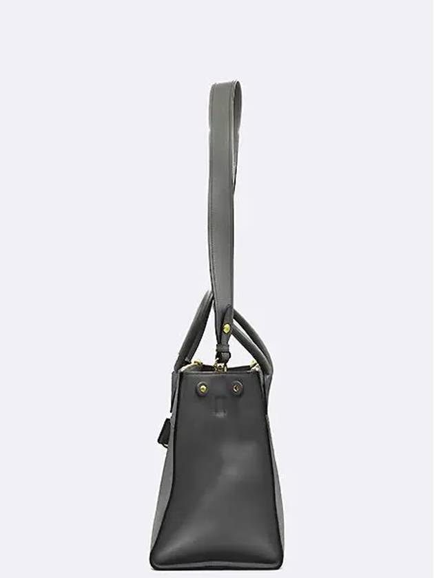 1BA130 Gray Leather Paradigma Saffiano Tote Bag Shoulder Strap - PRADA - BALAAN 3