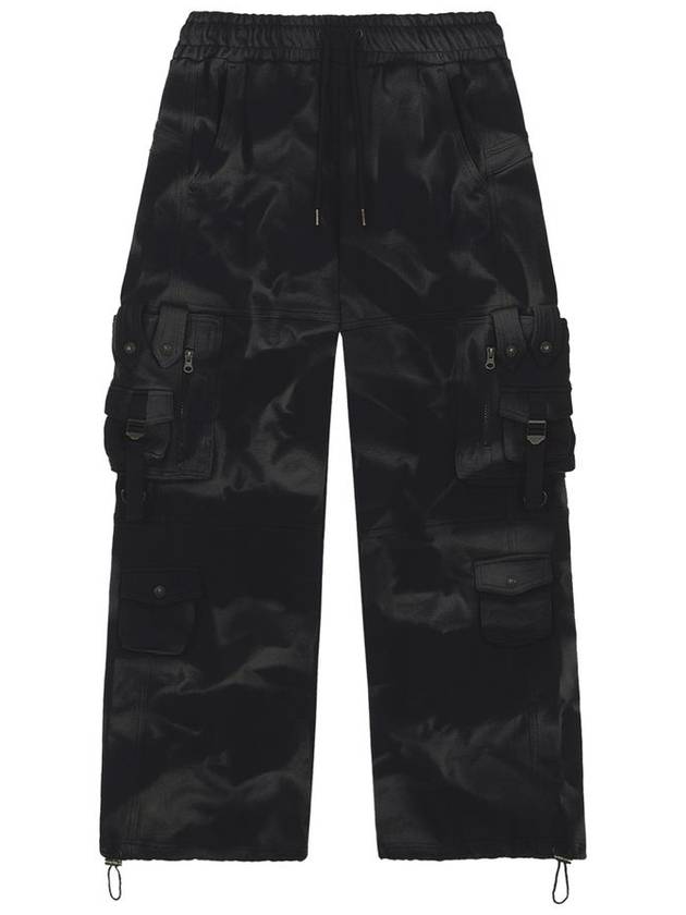 Bleach Washed Cotton Cargo Wide Pants Black - ULKIN - BALAAN 4