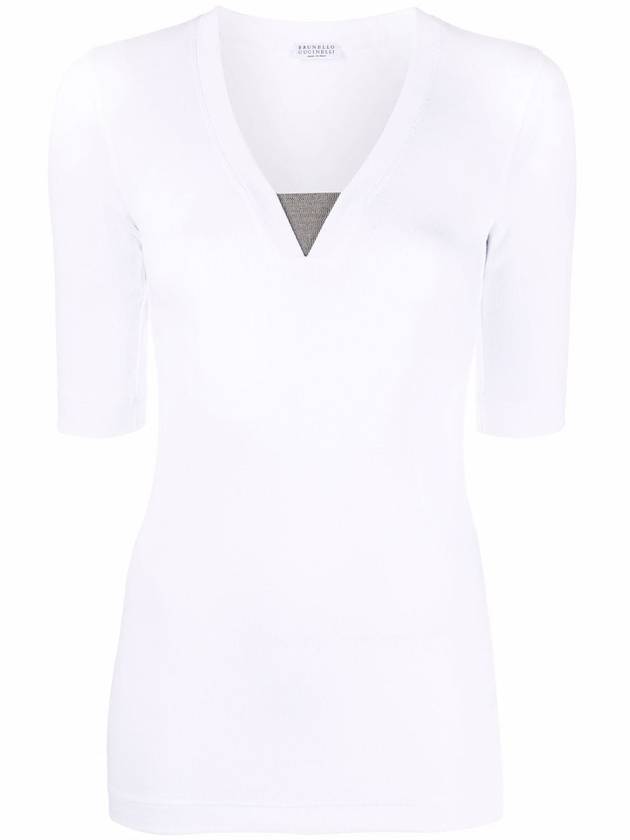 V-neck short sleeve t-shirt white - BRUNELLO CUCINELLI - BALAAN 2