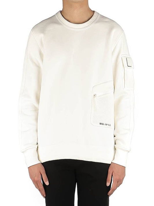 Metropolis Diagonal Fleece Utility Pocket Sweatshirt White - CP COMPANY - BALAAN 2