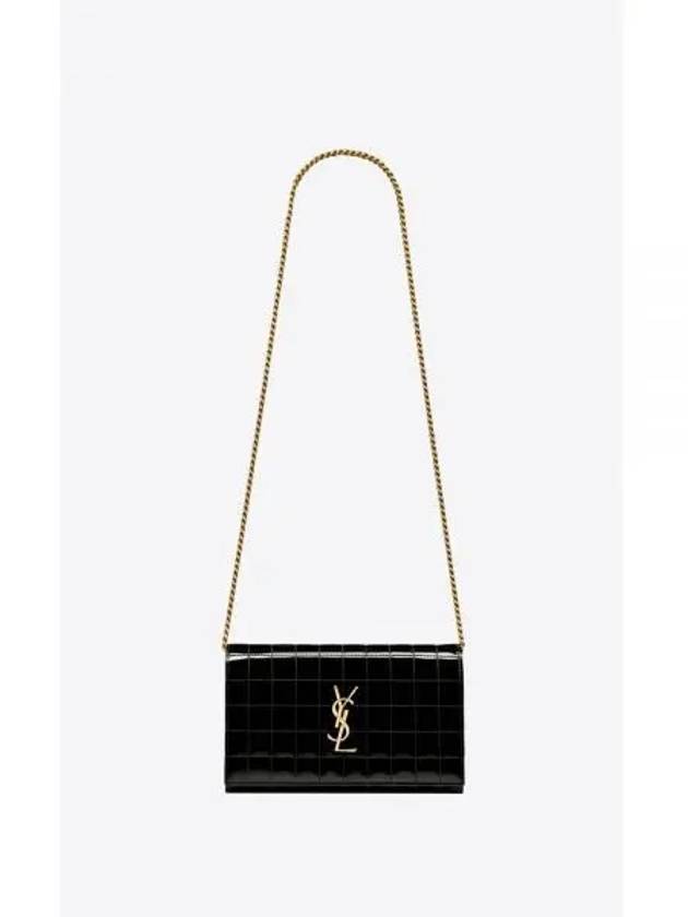 YSL Shoulder Bag Patent Leather Cassandra Chain Wallet Black Bag 743346AACQF1000 - SAINT LAURENT - BALAAN 1