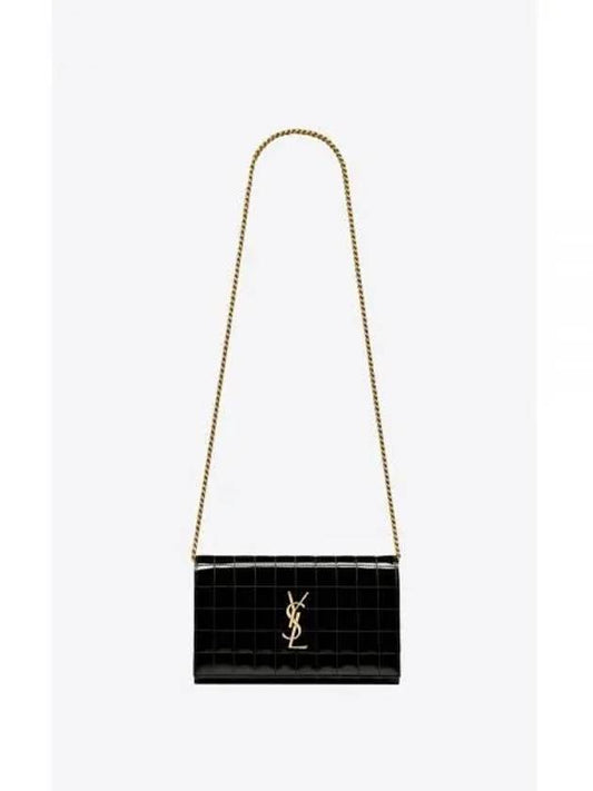 YSL Shoulder Bag Patent Leather Cassandra Chain Wallet Black Bag 743346AACQF1000 - SAINT LAURENT - BALAAN 1