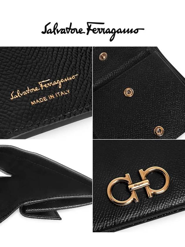 Gancini Compact Half Wallet Black - SALVATORE FERRAGAMO - BALAAN 5