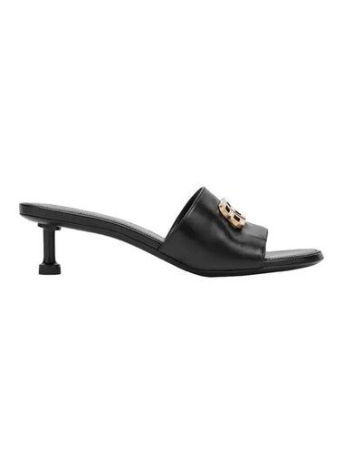 BB Leather Slipper Heels Black - BALENCIAGA - BALAAN 1