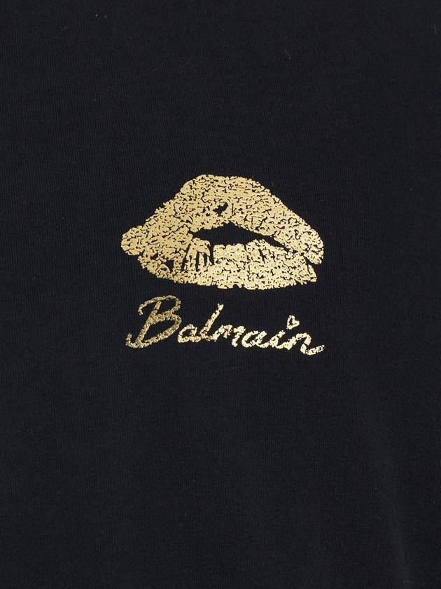 Black Crewneck T-Shirt With Logo Detail On The Front In Cotton Man - BALMAIN - BALAAN 3