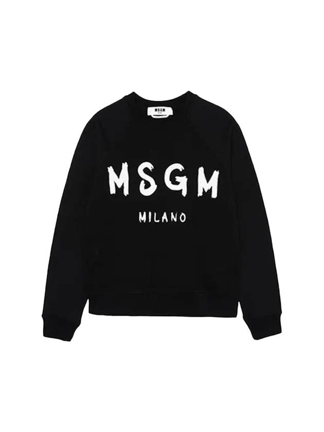 Milano Brushed Logo Print Sweatshirt Black - MSGM - BALAAN 1