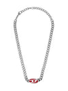 Red Enamel Chain Stainless Steel Necklace Silver - DIESEL - BALAAN 1