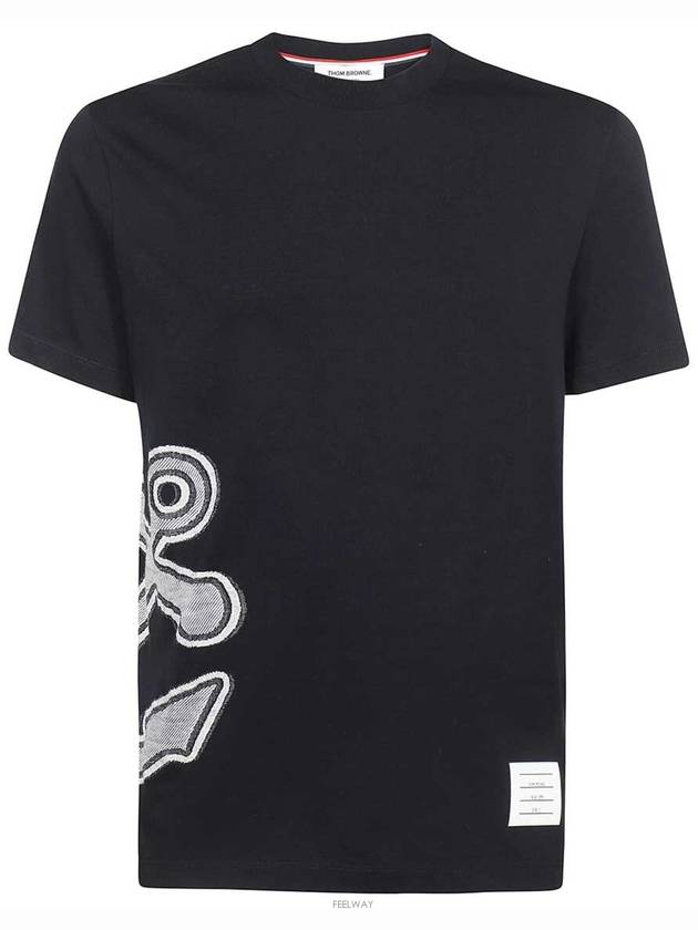 Anchor Print Jersey Short Sleeve T-Shirt Navy - THOM BROWNE - BALAAN 2