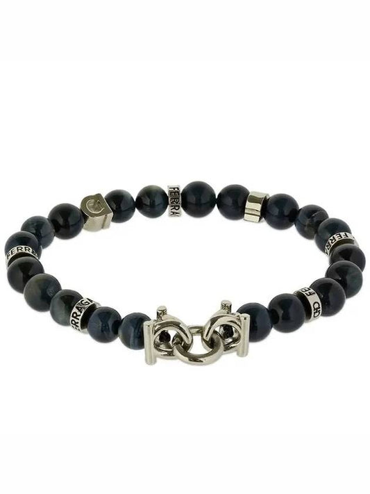 19CM Gancio and Hawk Eye Bead Bracelet - SALVATORE FERRAGAMO - BALAAN 1