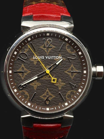 39 5MM Steel Quartz Tambour Monogram Canvas Strap Women s Watch - LOUIS VUITTON - BALAAN 1