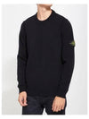 Wappen Patch Crew Neck Wool Knit Top Black - STONE ISLAND - BALAAN 3