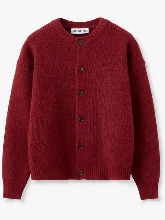 Grace wool rib knit cardigan_mahogany red - BLONDNINE - BALAAN 1