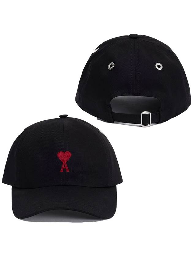 Embroidered Heart Logo Ball Cap Black - AMI - BALAAN 2