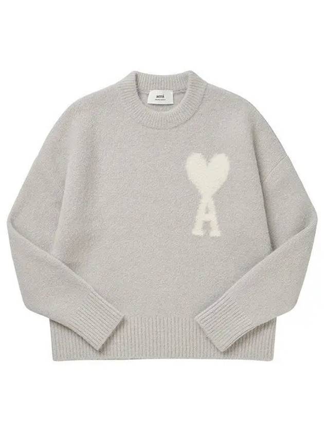 De Coeur UKS025 KN0032 090 Big Heart Logo Intarsia Alpaca Knit 1140539 - AMI - BALAAN 1