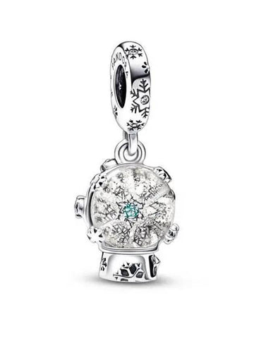 Women's Snowflake Snowglobe Dangle Bracelet Charm Silver - PANDORA - BALAAN 1