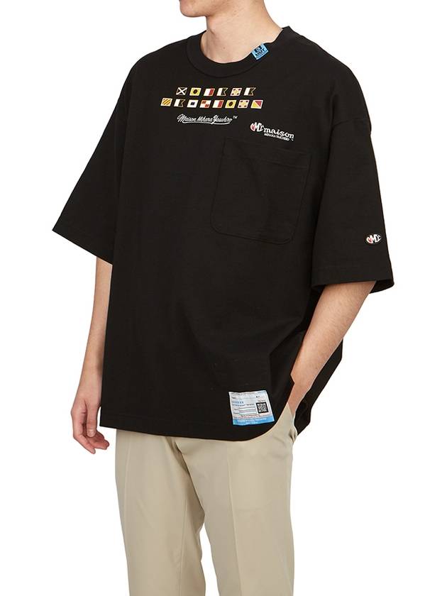 Embroidery Logo Cotton Short Sleeved T-Shirt Black - MAISON MIHARA YASUHIRO - BALAAN 5