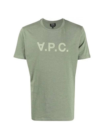 Logo Print Short Sleeve T-Shirt Green - A.P.C. - BALAAN 1