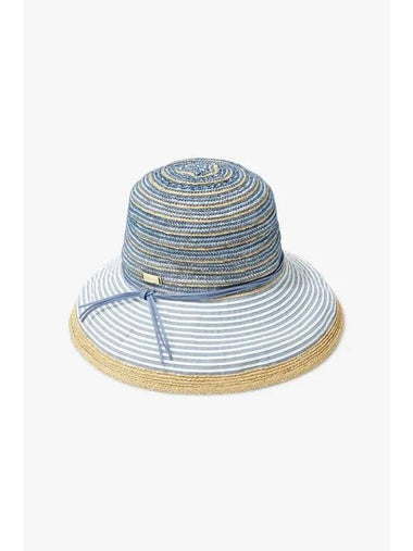 Women s Striped Pattern Straw Fedora Blue - EMPORIO ARMANI - BALAAN 1