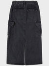 Denim Cargo A Line Skirt Grey - NOIRER FOR WOMEN - BALAAN 4