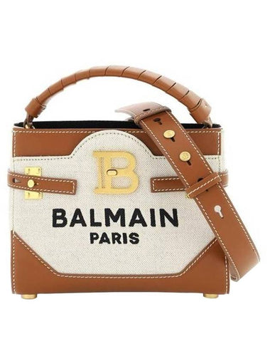 B-Buzz Canvas Leather Top Handle Tote Bag Brown - BALMAIN - BALAAN 1