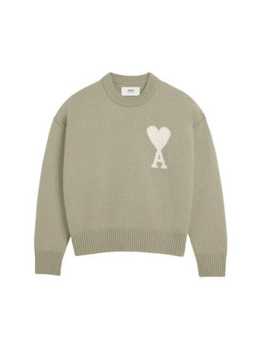 Big Heart Logo Wool Knit Top Green - AMI - BALAAN 1