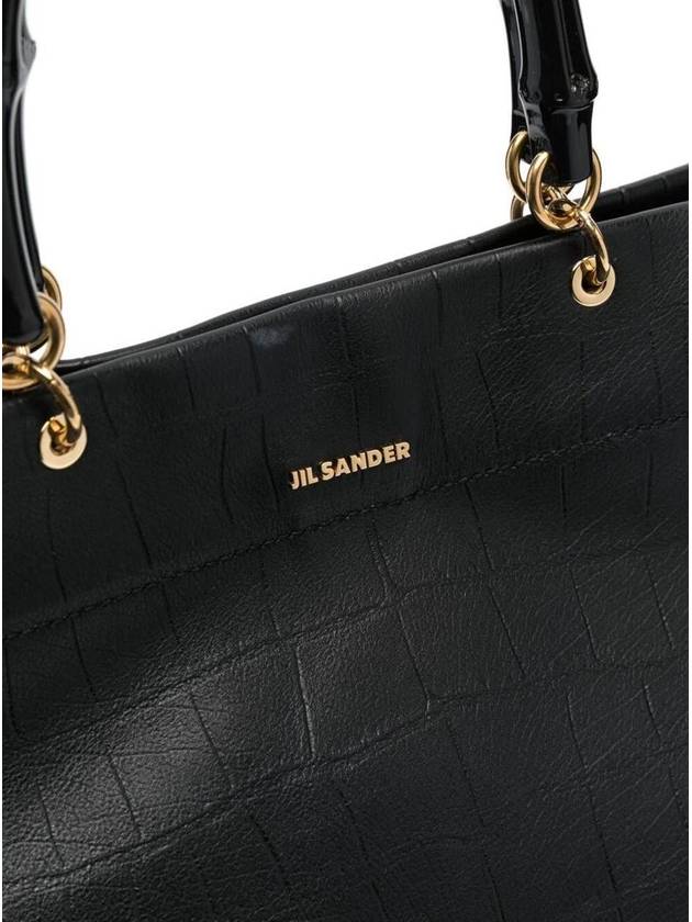 Embossed Bamboo Tote Bag Black - JIL SANDER - BALAAN 5