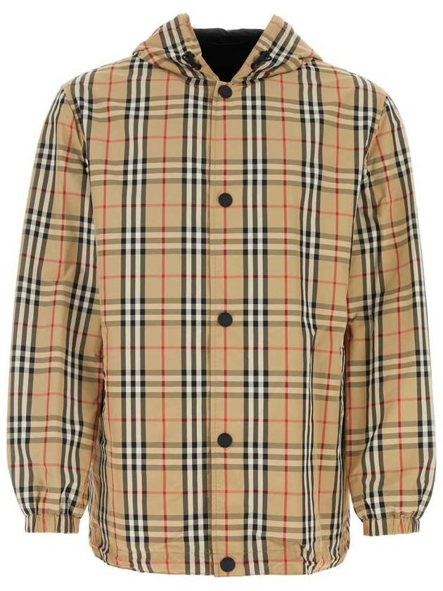 Reversible Check Nylon Hooded Jacket Black Beige - BURBERRY - BALAAN 2