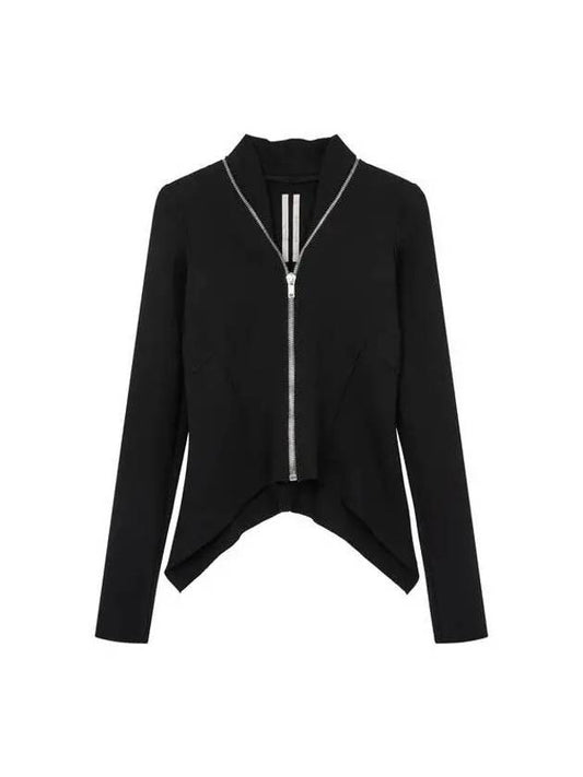 WOMEN Unbalanced hem zip up jacket black - RICK OWENS - BALAAN 1