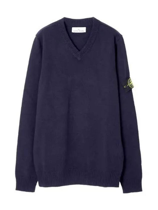 Lambswool V neck knit regular fit men - STONE ISLAND - BALAAN 1