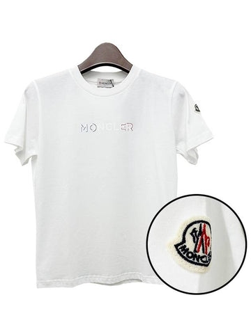 Kids Logo Patch Short Sleeve T Shirt 8Y 10Y White 8C00019 83907 002 - MONCLER - BALAAN 1