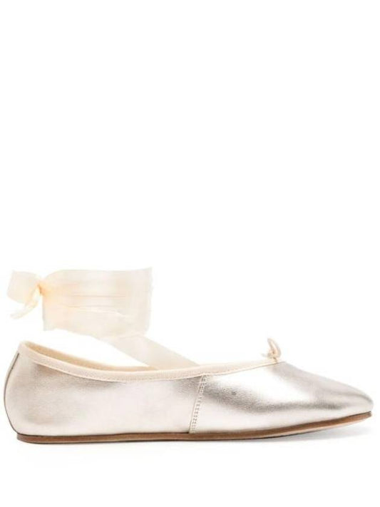 Bow Detail Leather Flat Shoes Metallic - REPETTO - BALAAN 1