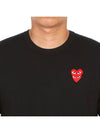 Play Men's Small Double Red Heart Wappen Short Sleeve T-Shirt P1 T288 1 Black - COMME DES GARCONS - BALAAN 7