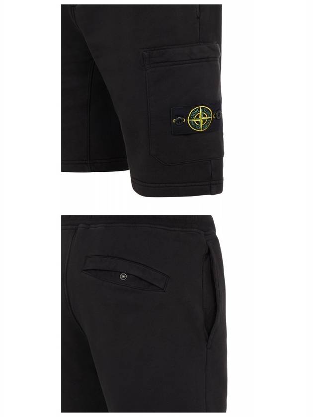 Waffen Patch  Fleece Bermuda Shorts Black - STONE ISLAND - BALAAN 6