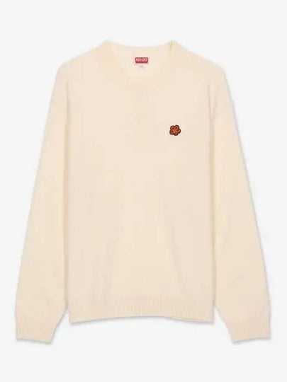 Boke Flower Wool Crew Neck Knit Top White - KENZO - BALAAN 2