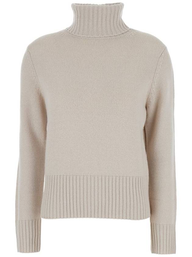 Beige High Neck Sweater In Wool And Cashmere Woman - ALLUDE - BALAAN 1