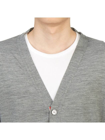 Men's Sustainable Classic Diagonal Wool Cardigan Pale Grey - THOM BROWNE - BALAAN 8