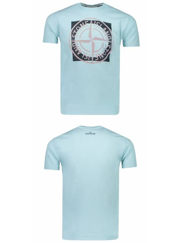 Compass Logo Printing Short Sleeve T-Shirt Aqua Blue - STONE ISLAND - BALAAN 5