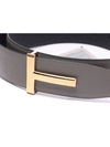 T Buckle Reversible Leather Belt Black Ash Grey - TOM FORD - BALAAN 6