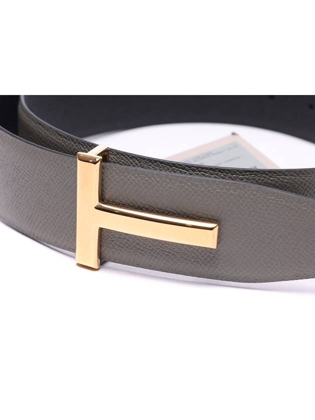 T Buckle Reversible Leather Belt Black Ash Grey - TOM FORD - BALAAN 6